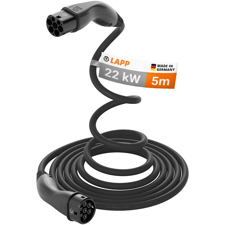 HELIX Komfort-Ladekabel Typ 2, bis zu 22 kW, 5 m, schwarz