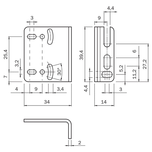 Sick 2051628 Befestigungswinkel BEF-W4-A Abmessungen
