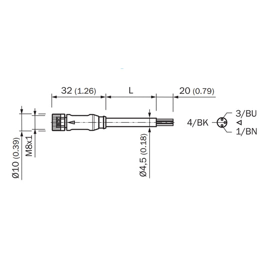Sick 2095860 Sensor Aktor Leitung YF8U13-020VA1XLEAX Abmessungen