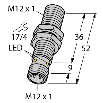TURCK 1634804 BI4U-M12-AP6X-H1141 Induktiver Sensor mit erhöhtem Schaltabstand abmessungen